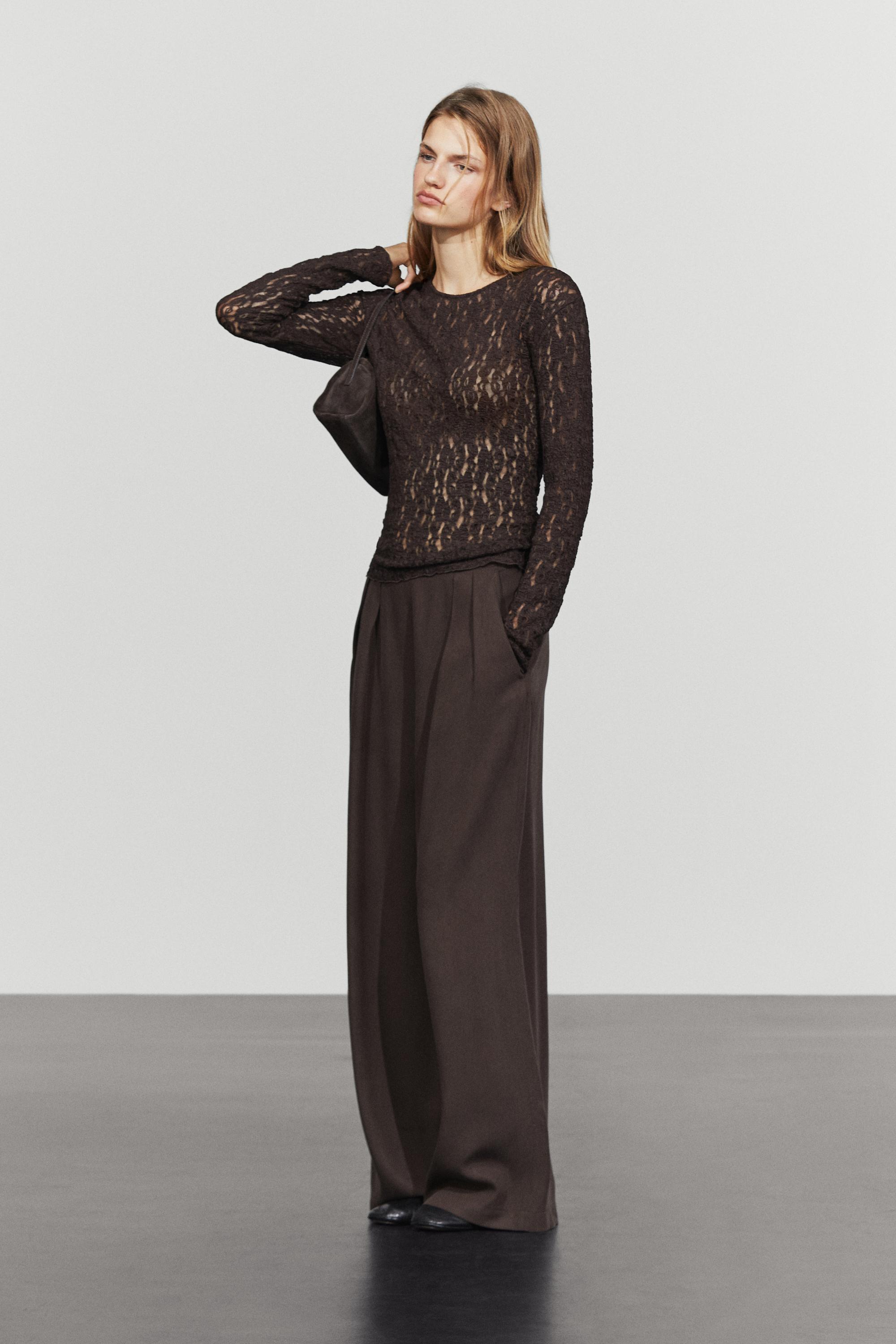 Long sleeve lace detail T-shirt